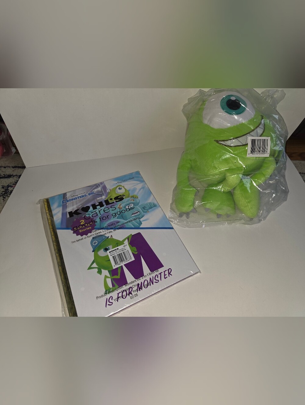 Mike Wazowski Monster Inc, Plush Toy & Book New In Bag